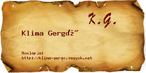 Klima Gergő névjegykártya